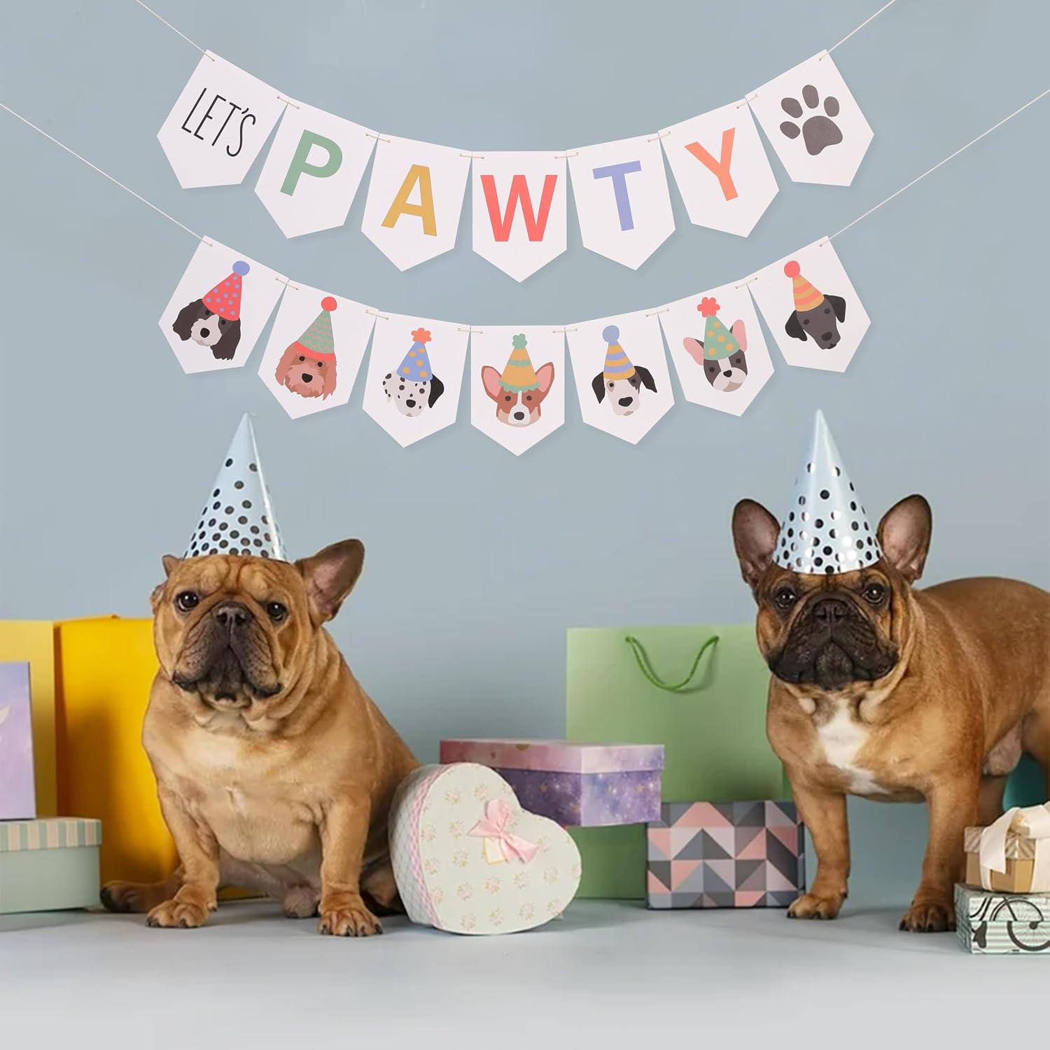 Let’s Pawty Dog Banner – Dog Happy Birthday Banner, Puppy Party Garland, Pet Birthday Decoration for Dogs Lovers, Puppy Shower or Adoption Celebration (white puppy banner) image 4