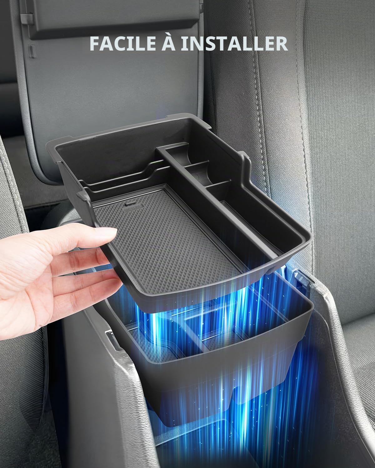 (2 Pièces Boîtes Rangement Accoudoir pour Hyundai Kona 2024 2025 | Organiseur Console Centrale avec Tapis Antidérapants, Matériel ABS, Kona SX2 ICEV / EV / Hybrid Accessoires