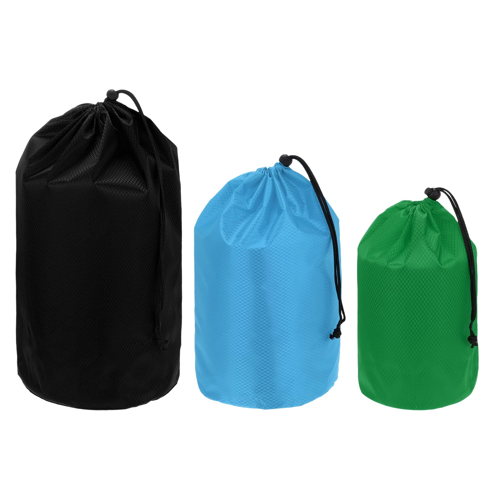 YELARXI Drawstring Bag with Toggle, Cinch Sack and Ditty Pouch Durable Portable Outdoor Ditty Bag 3 Size& 3Pcs& Dark Green/Blue/Black -Fitting for (Sports/Backpacking/Camping/Traveling)