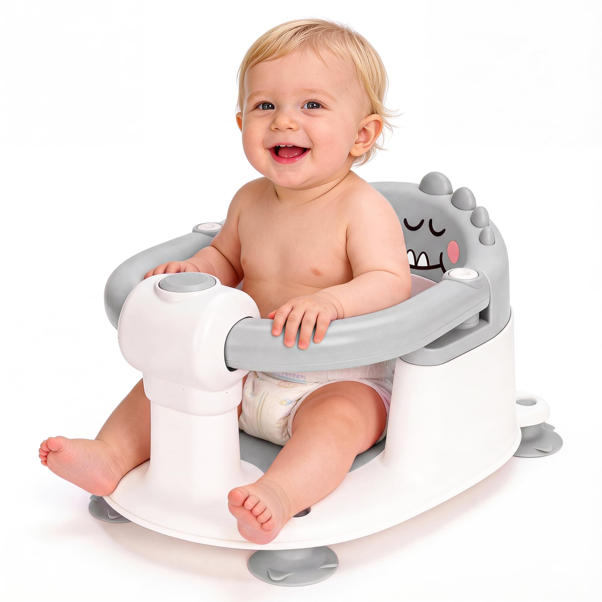 EAQ Baby Bath Seat for Babies 6 Months+, Sit-Up Infant Bath Support with Non-Slip Base and Suction Cups, Toddler Bath Bathing Seat (Grey) — image 1