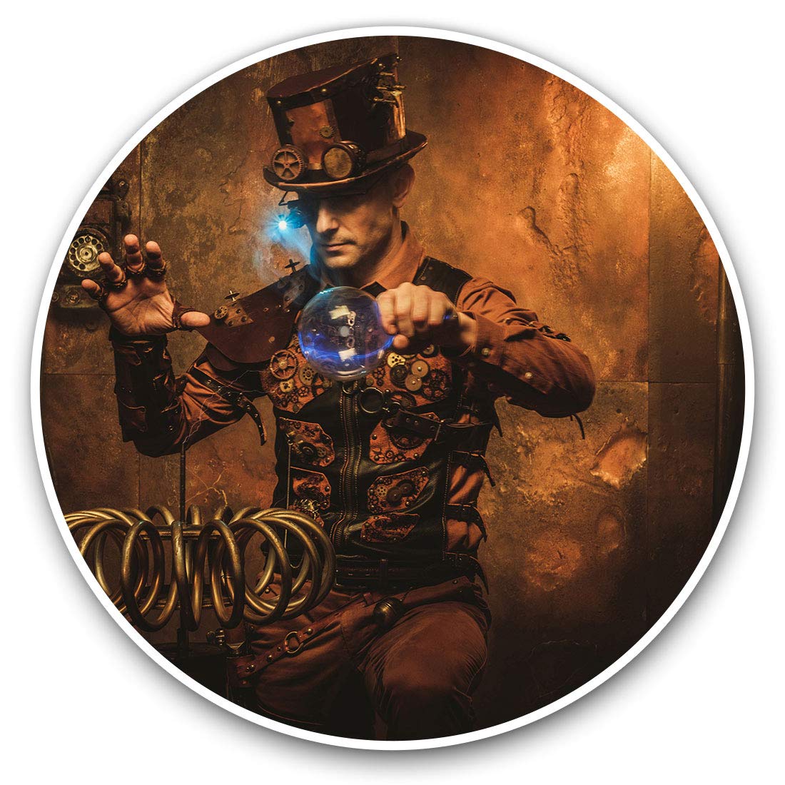Destination Vinyl Ltd Steampunk Magician Magic 14534 Vinyl Stickers (Set Of 2) 10Cm - Steampunk Magician Magic Decals For Laptops,Tablets,Luggage,Scrap Booking,Fridges, 14534