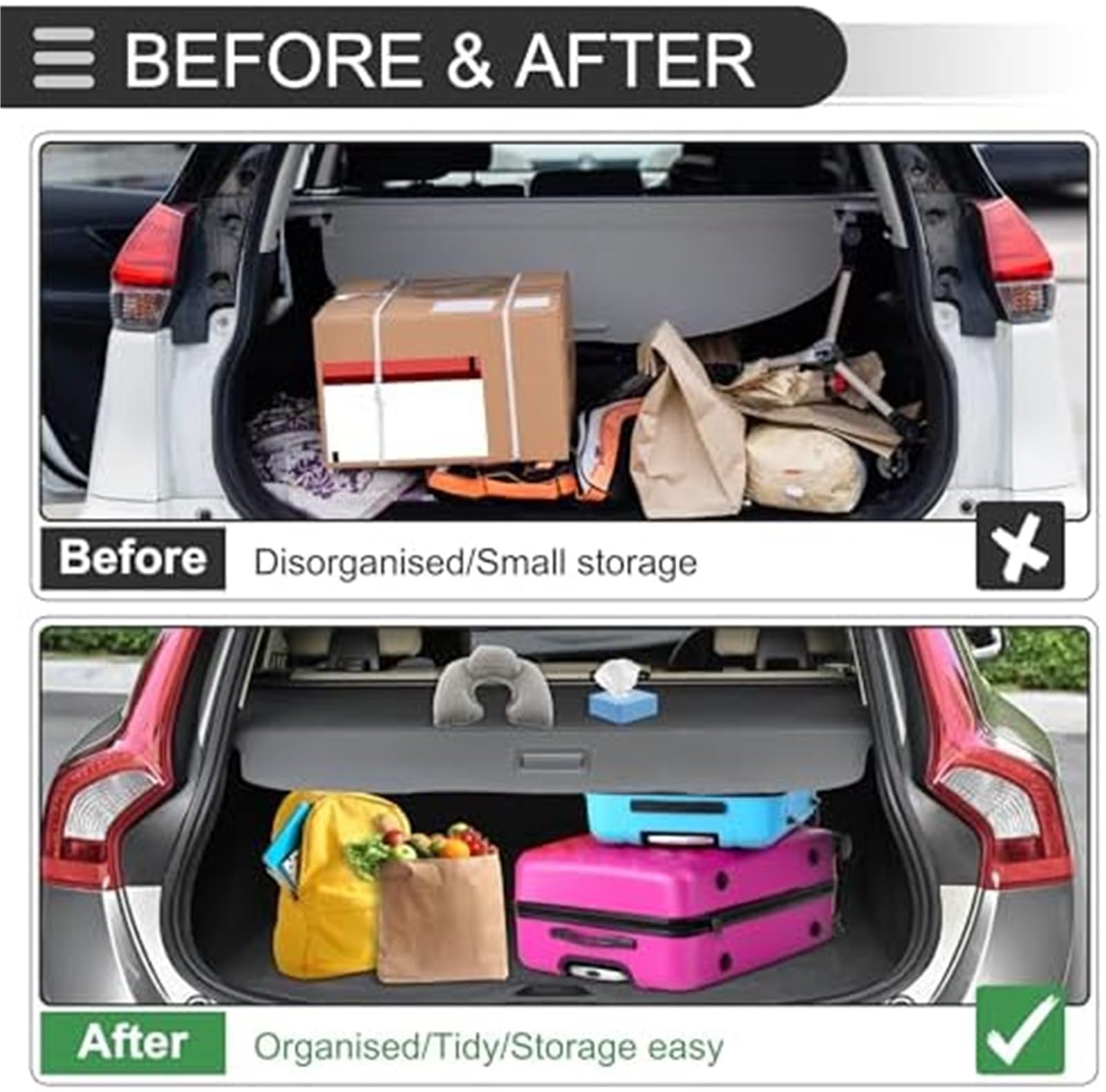 Wivplex Chowana pokrywa bagażnika samochodu, dla mercedes-benz, dla Smart Fortwo 2016-2022 tylna półka na paczki bagaż Organizer do bagażnika samochodu, stojak do bagażnika pojazdu