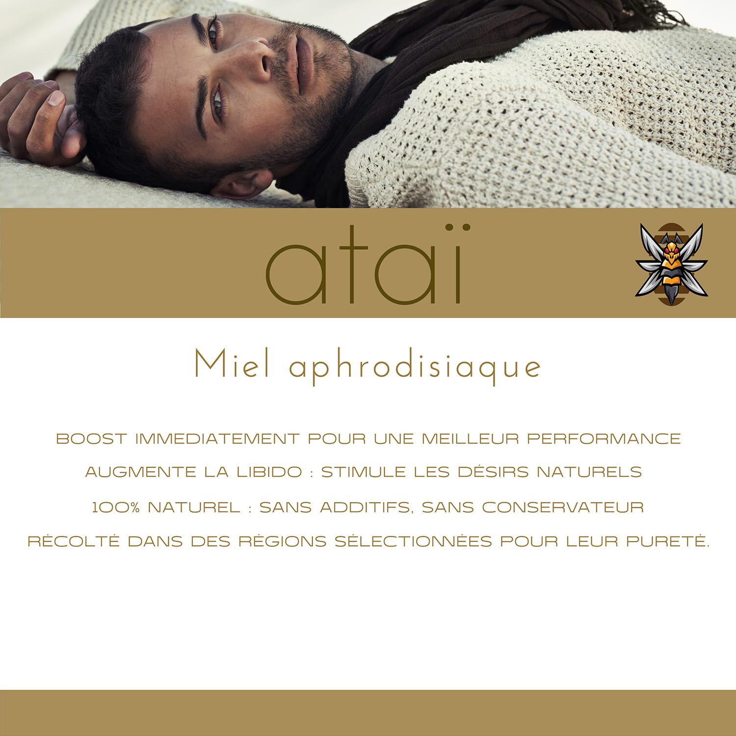 HONEY BEERUSH - Miele afrodisiaco - Booster energetico - Libido intensa - Per uomo - 12 bustine da 15gr