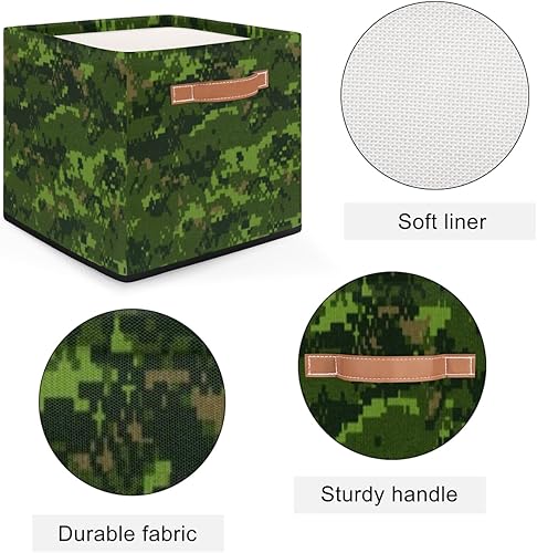 Miniatura 3 de KOBLEN Moderna cesta de almacenamiento cuadrada de camuflaje plegable para ropa, cesta de almacenamiento de ropa de 13 x 13 pulgadas, cubo grande
