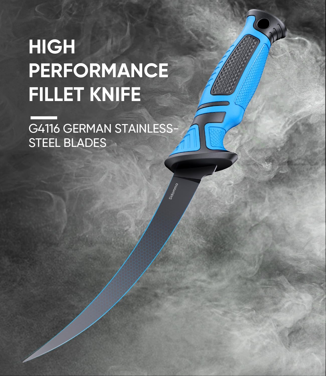 Fillet Knife and Bait Knife Set Performance 5"-6"-7" G4116 German Flex Razor Sharp Stainless-Steel Blade with Sheath for Filleting and Boning, Pro Fishing Gear and Equipment Tools, Cool Fishing Gift for Men (Black-Blue) - Image 3