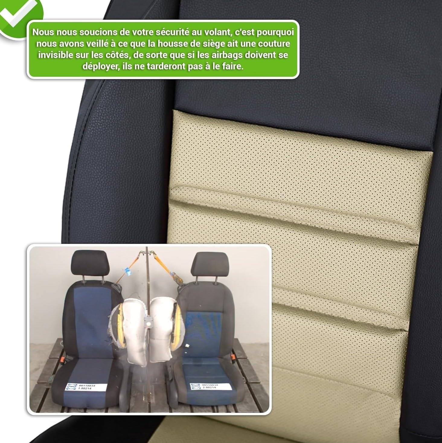 Moltico Housse de Siège Auto Universelle - Cuir Écologique - Protection Avant - Tapis de Siège - Gris