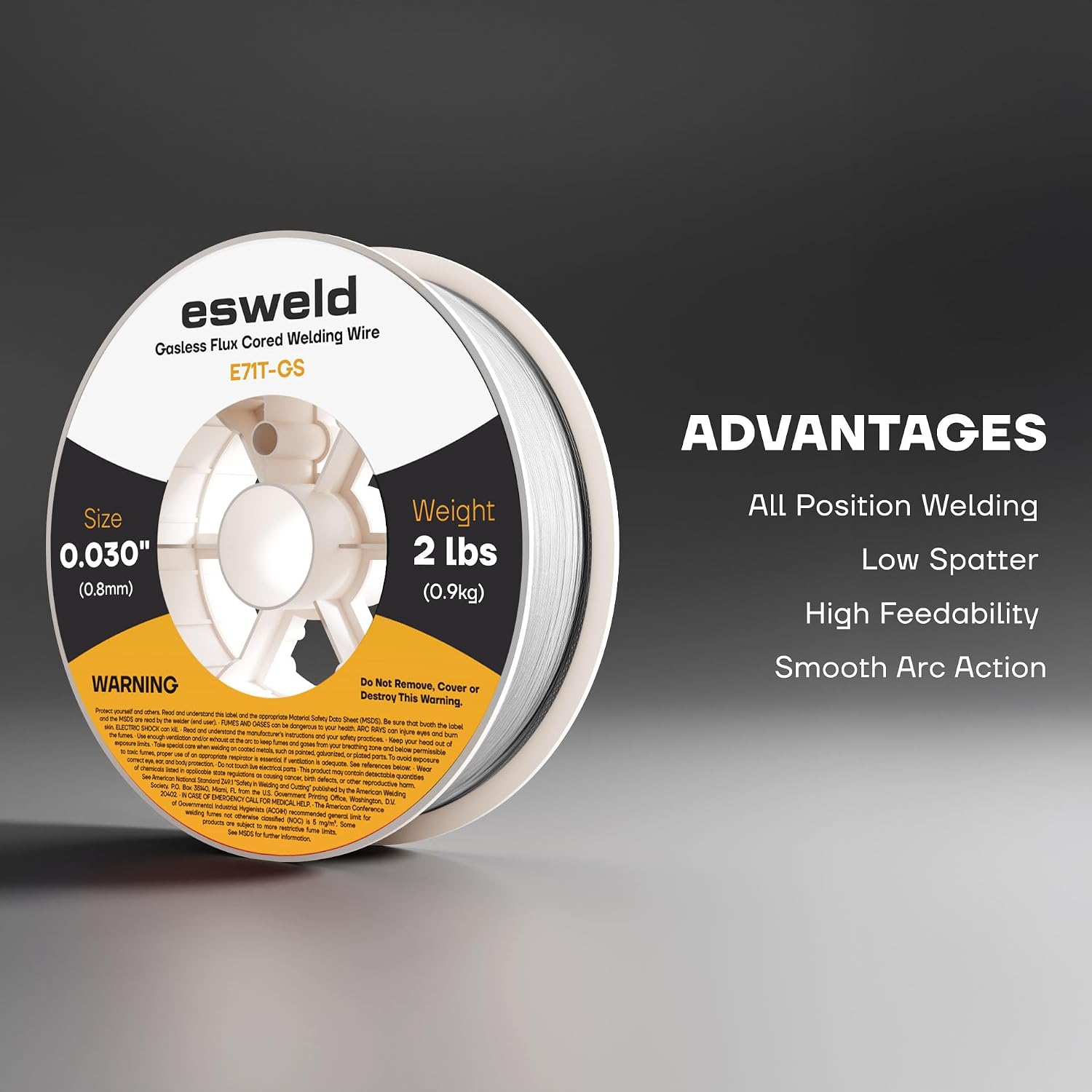Flux Core Welding Wire E71T-GS - Gasless Flux Core Welding Wire, 2Lbs Spool, Low Splatter, All Position Welding, Outdoor Use, Mild Steel (2 LBS, 0.030")