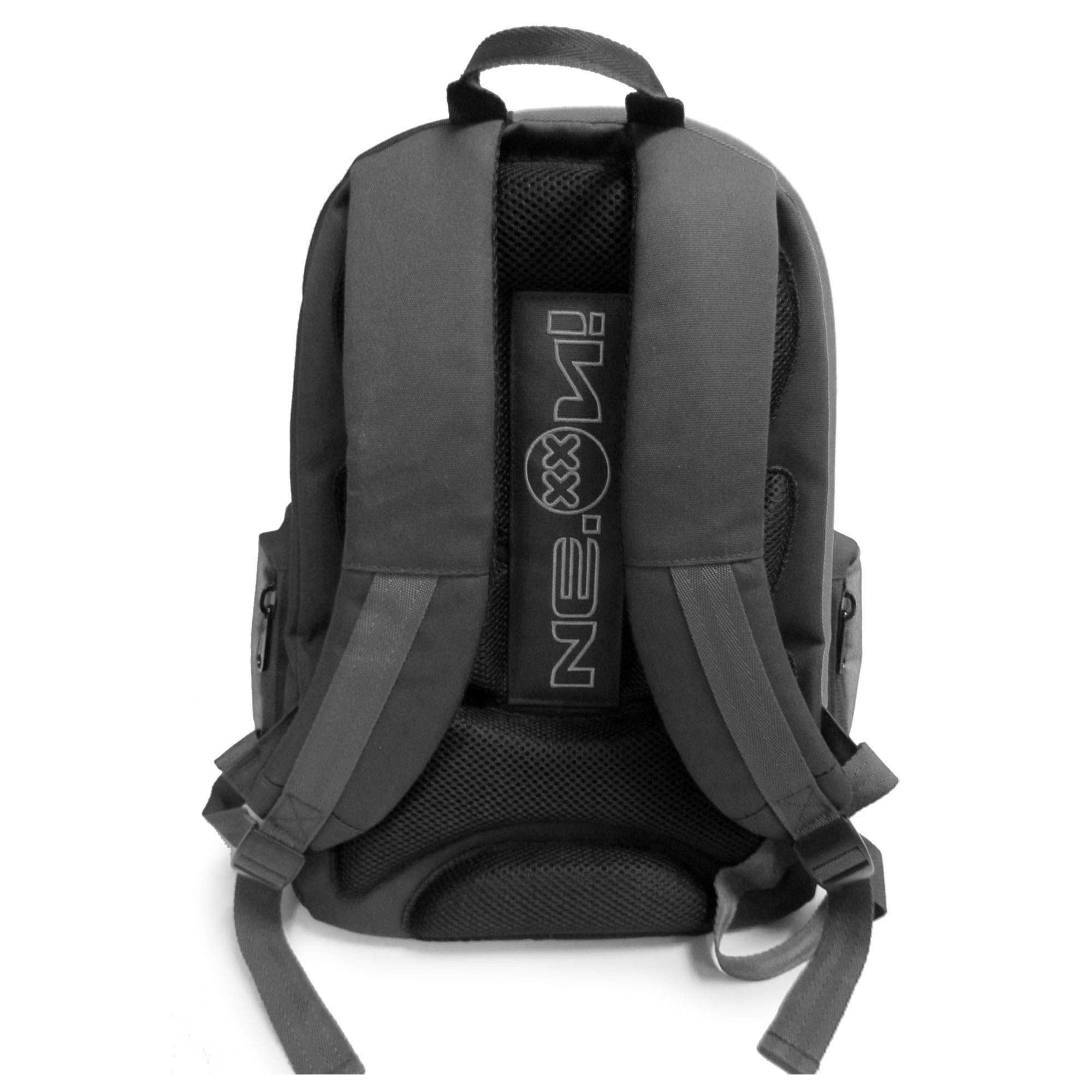 NE.ON! FREETIME, Zaino impermeabile con tre scomparti e due tasche laterali, Adatto come zaino per scuola, zaino per skateboard e zaino tempo libero, Zaino capiente con tasca porta computer (Viola)