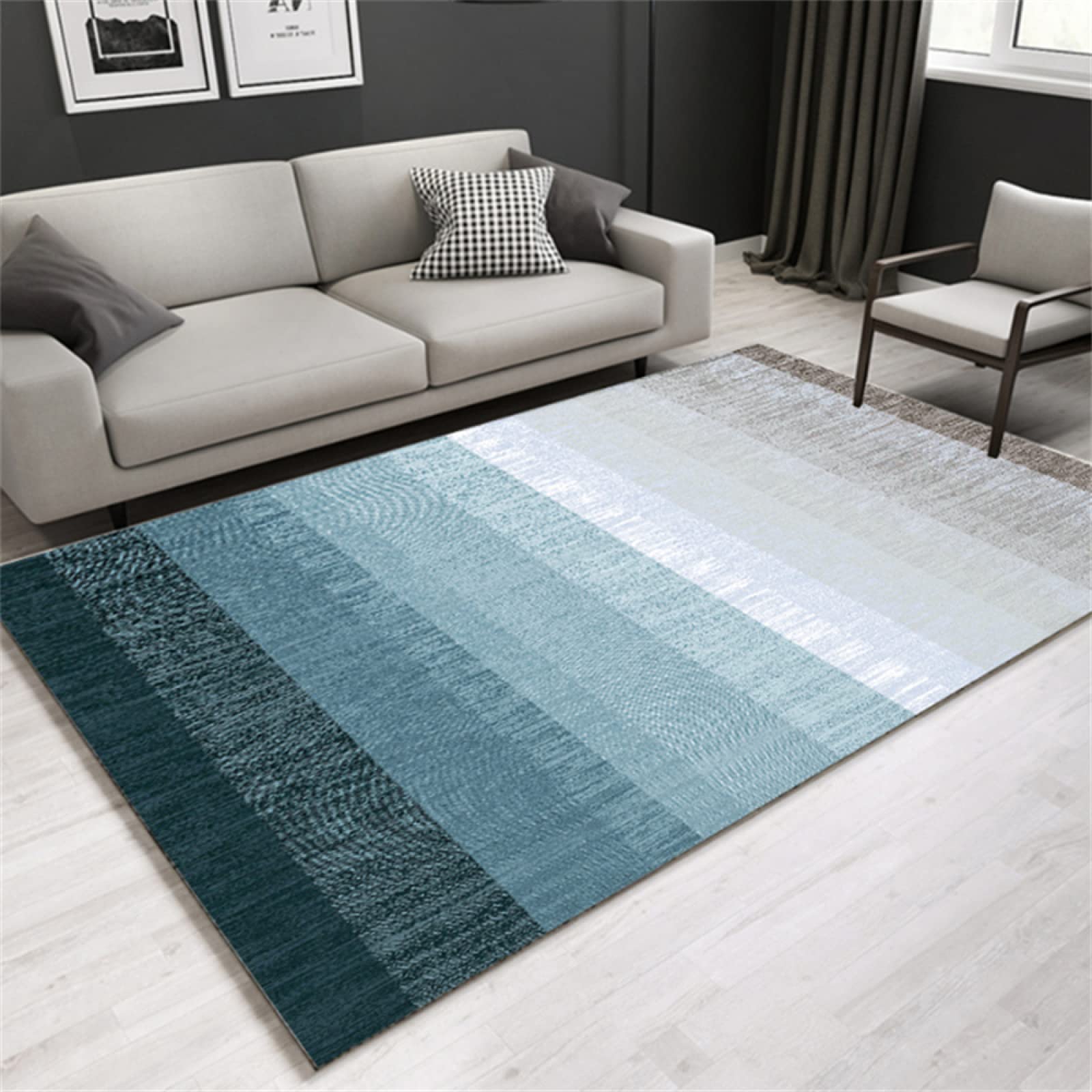 Tapis lavable en machine 70x140 cm gris moderne et résistant