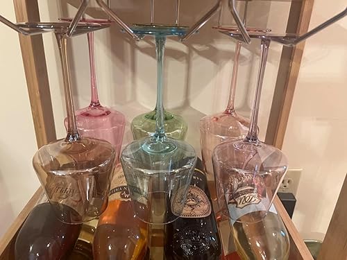 Miniatura 8 de Juego de 6 copas de vino ámbar  Juego de 6 copas de vino de tallo largo de cristal soplado a mano de 16 onzas, copas de vino rojas y blancas únicas