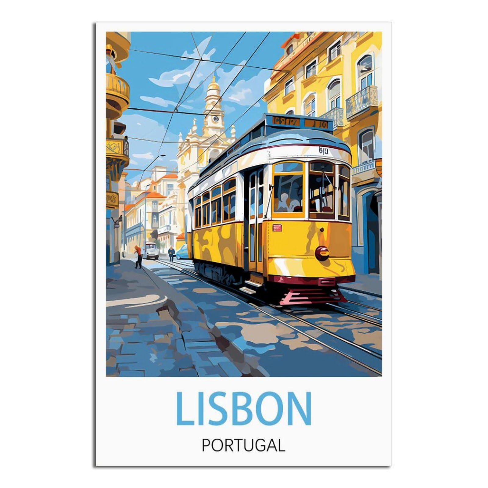 NAEGV Paint by Numbers Kits Lisbon Portugal Arts and Crafts for Beginner, Paint by Numbers Acrylic Pigment Drawing Paintwork Wall Art 30x40cm