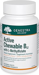 Genestra Brands - Active Chewable B12 with L-Methylfolate - Vitamin B12 and Folate to Support Red Blood Cells - 60 Chewable Tablets - Natural Cherry Flavour