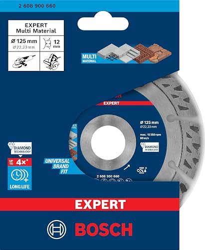 Bosch 1x EXPERT MultiMaterial Diamond Cutting Disc (for Concrete, Reinforced concrete, Ø 125 mm, Professional Accessory Small Angle Grinder) - 2