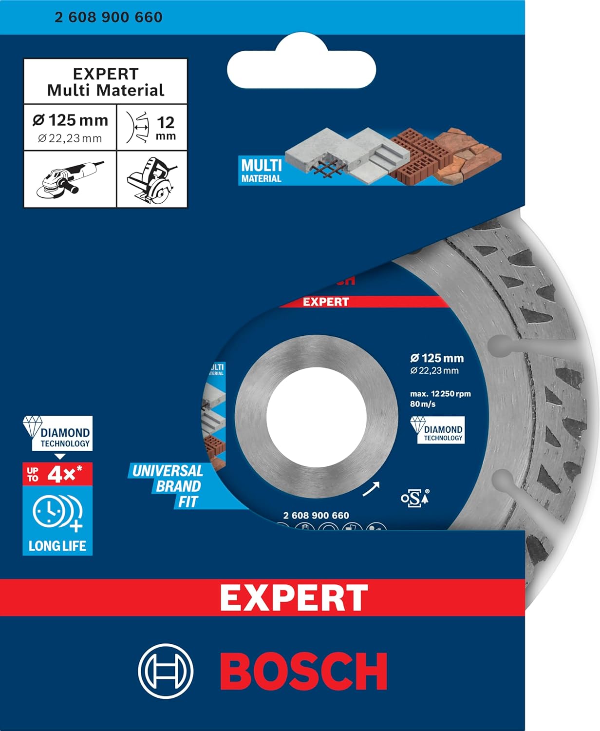 Bosch Professional 1x Expert MultiMaterial Diamond Cutting Disc (Ø 125 mm, Accessories Angle Grinder)