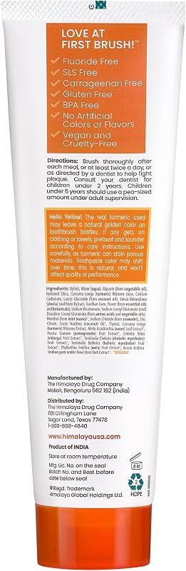 Himalaya Whitening Antiplaque Toothpaste with Turmeric + Coconut Oil for Brighter Teeth, 113g 113 g (1er Pack) Curcuma 113g