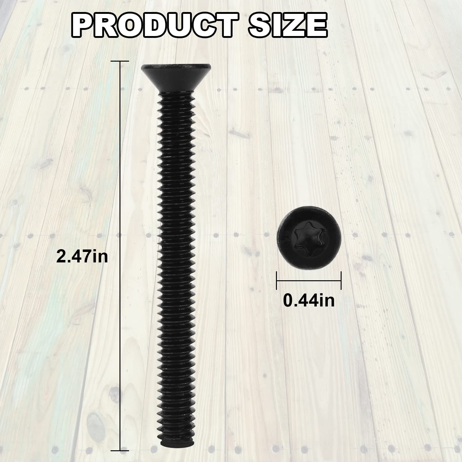 1/4-20 x 2 1/2 viti a testa piatta per rimorchio, filettatura filettata, tipo F, attacco T-30 (Torx Plain - Sei lobi Drive) - 120 pezzi