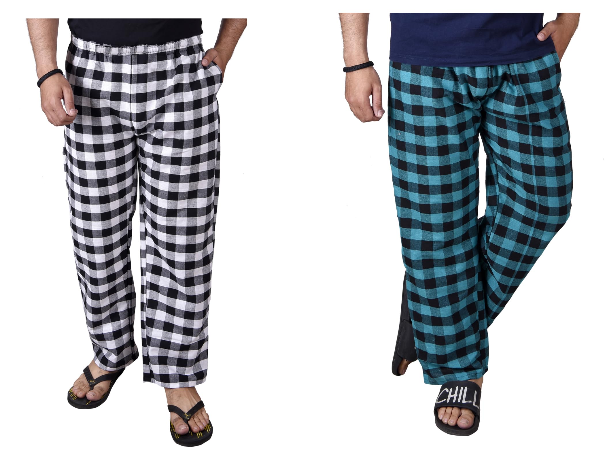 fusfus Men's Cotton Check Pyjama, Pack of 2 (FS425)-picture-22