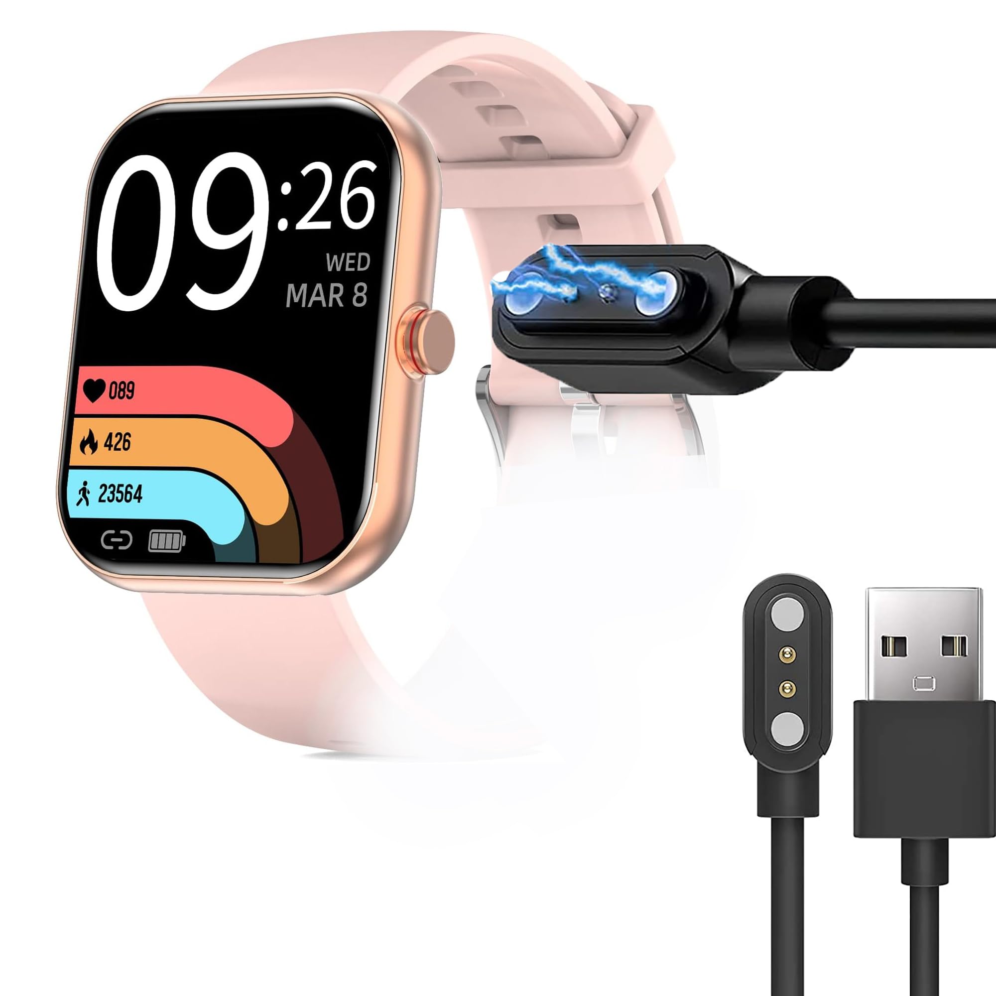 Lamshaw Compatible for SOMTLERK Smart Watches Charger, Magnetic USB Replacement Charging Cable Compatible with SOMTLERK A221 1.91