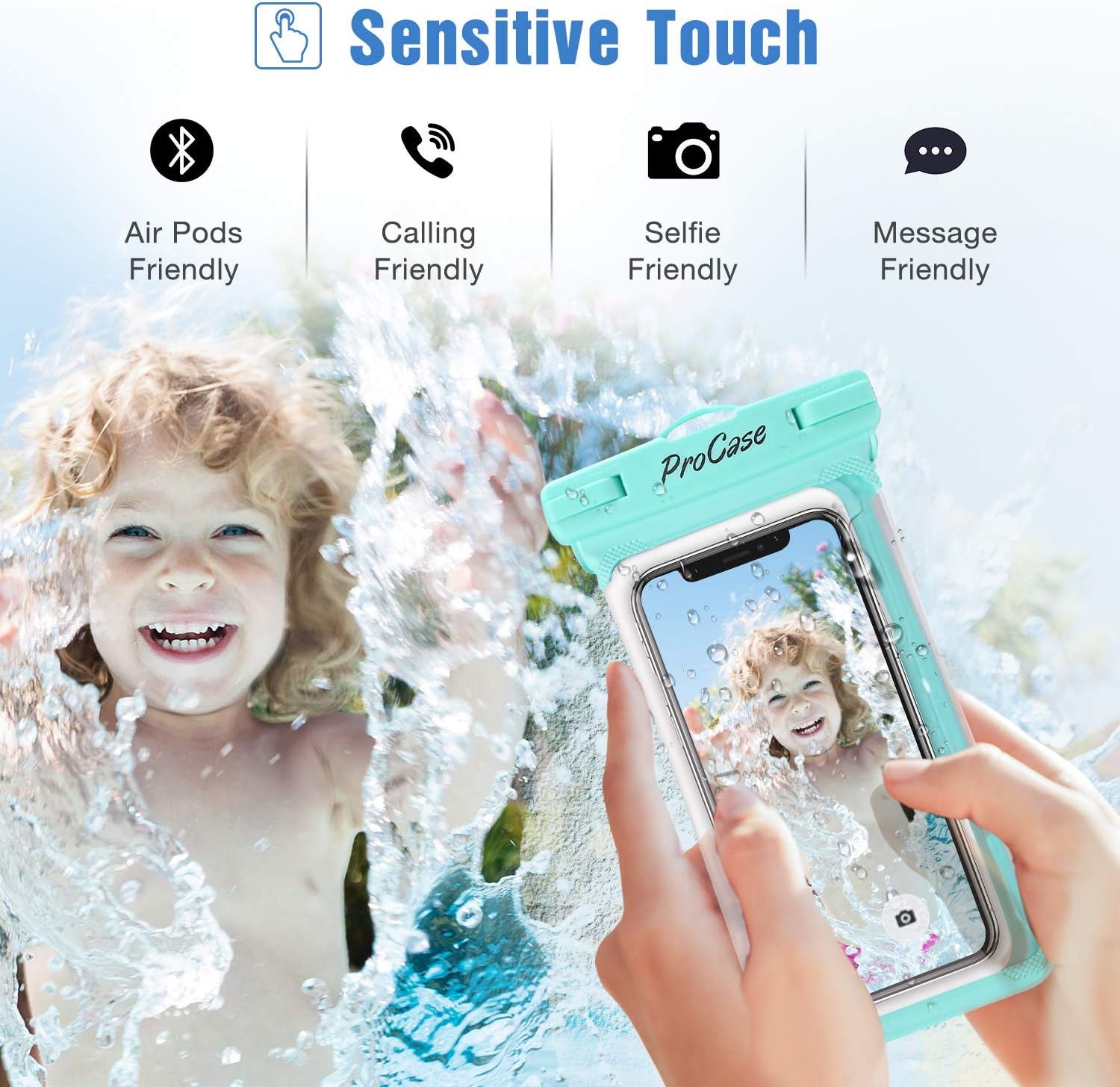 ProCase Universal Waterproof Case Phone Dry Bag Pouch for iPhone 14 13 Pro Max Mini 12 11 Pro Max XR XS X 8 7 6S Plus SE, Galaxy S21 S20 S10 S9 Note 10 9 Pixel Up to 7" -2Pack,Green