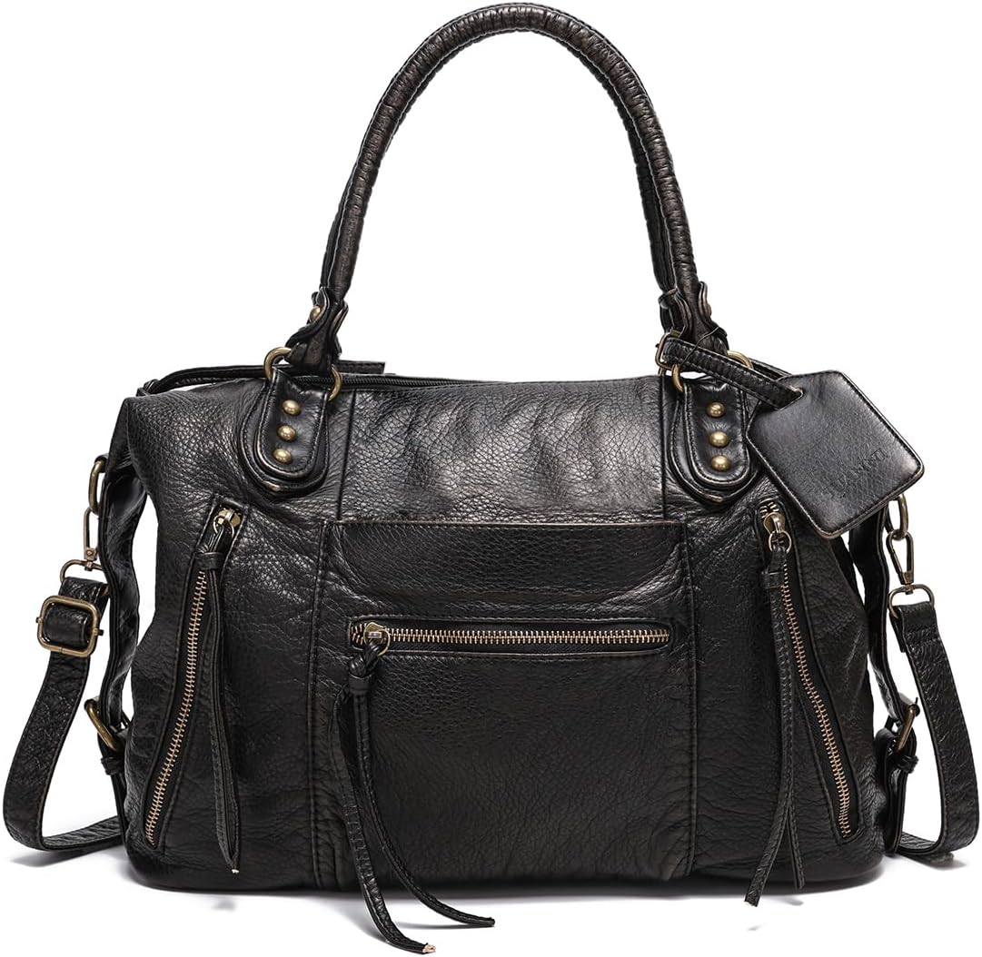 Vegan Leather City Tote Bag for Women, Vintage Y2K Purse, Large Shoulder Handbag with Zipper, Crossbody Hobo Bags