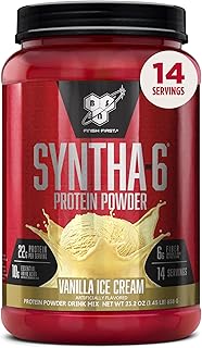 BSN SYNTHA-6 Premium Protein Powder with 6g of Fiber, Whey Protein, Micellar Casein, Milk Protein Isolate Blend, 5g Fat, Vanilla Ice Cream, 14 Servings (Packaging May Vary)