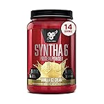 BSN SYNTHA-6 Premium Protein Powder with 6g of Fiber, Whey Protein, Micellar Casein, Milk Protein Isolate Blend, 5g Fat, Vanilla Ice Cream, 14 Servings (Packaging May Vary)