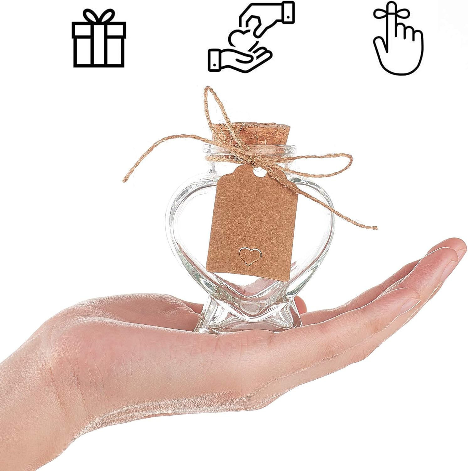 BENECREAT 28 Pack 40ml Glass Jars Decoration Bottles Cork and 60ml Heart Candy Glass Jars for Wedding Party Favors, Arts, Small Items, Gift Packaging