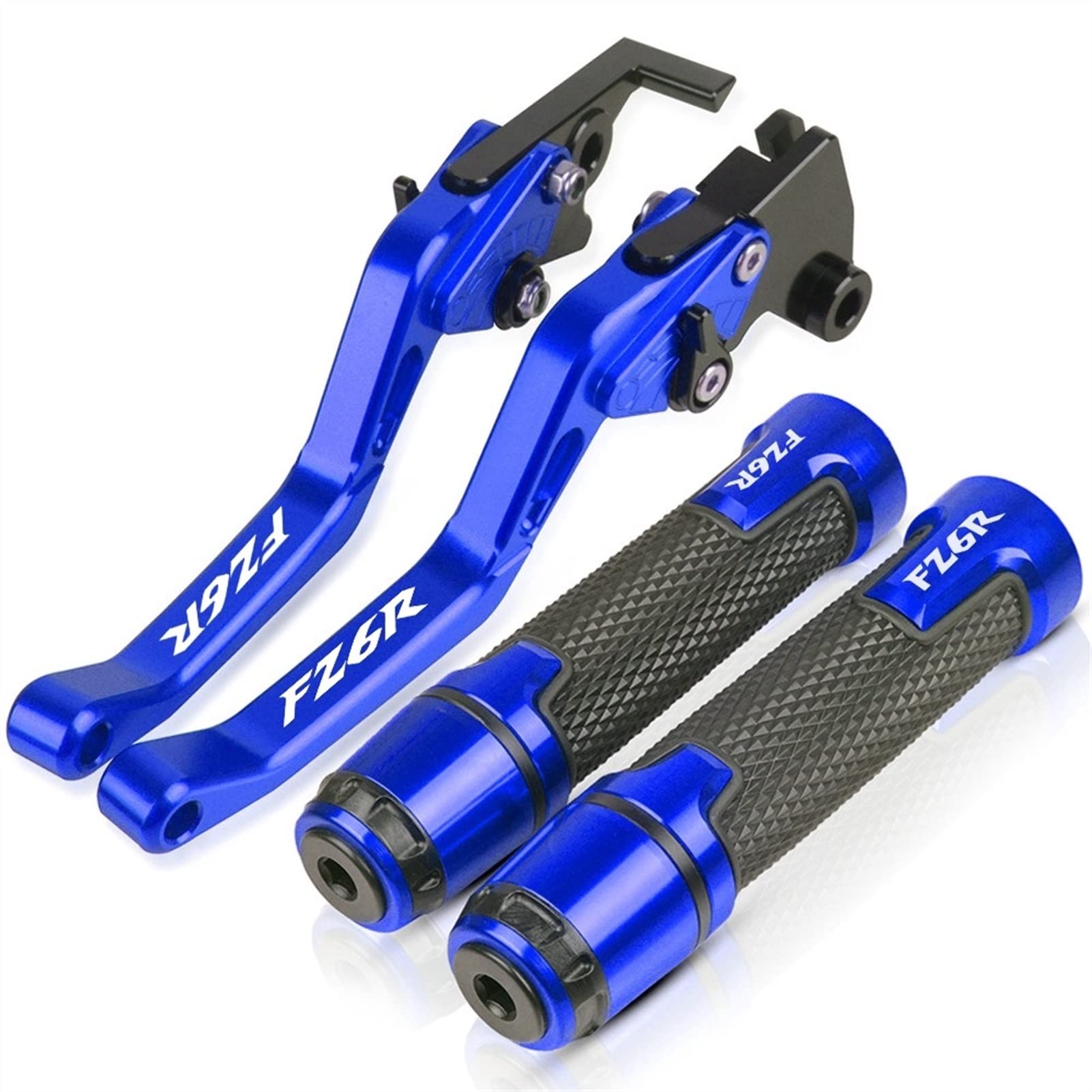 for Yamaha FZ6R FZ-6R 2009-2016 2017 Motorcycle Short Brake Clutch Levers Handle Grips Handlebar Ends Accessories CNC with Logo (Color : Blue)