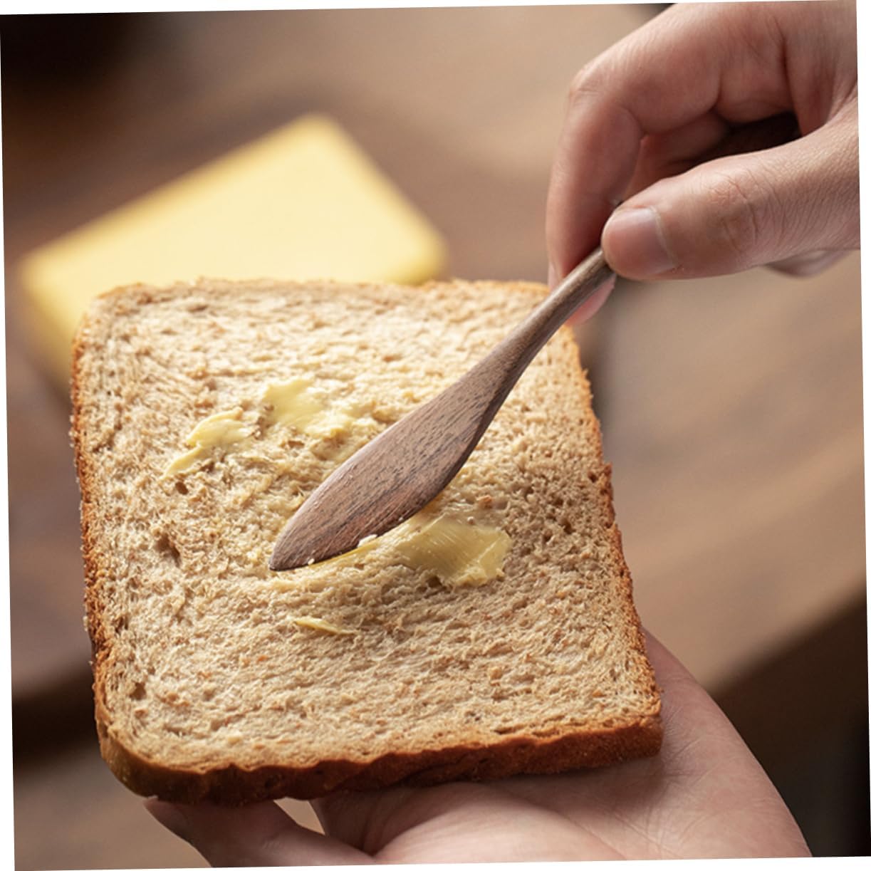 Wooden Butter Scraper Spatula for Jam Bread Chocolate, Brown