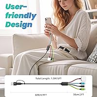 Vista 6 de Travel Essentials Cable de Carga Múltiple 4 en 2 para Cargador de Apple iWatch, USB A/USB C Cable de Cargador Múltiple para iWatch Ultra/SE/10-2