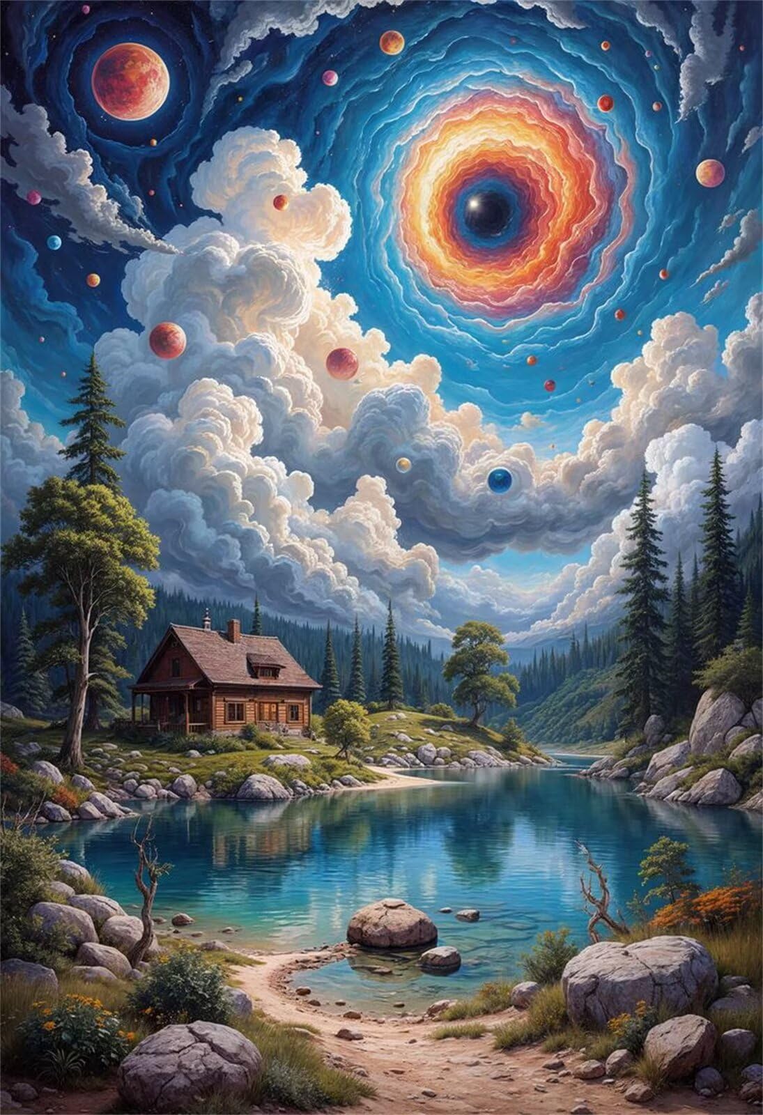 1314 pièces Puzzle Adulte Chalet Bord Lac, Puzzle Classique de Décoration Maison et Cadeau pour Amateurs de Puzzles