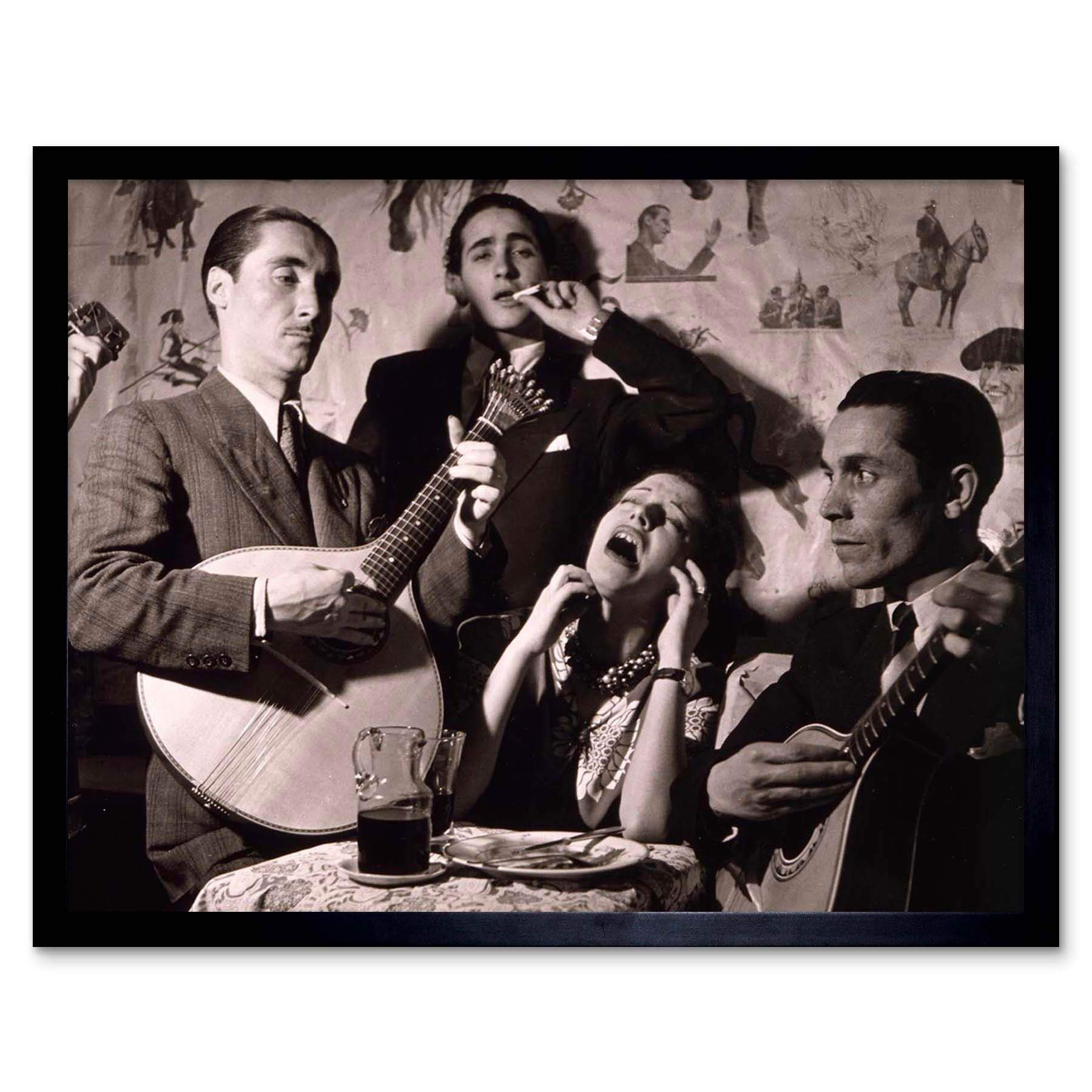 Wee Blue Coo Vintage Portrait Folk Singer Nightclub Fado Portugal Art Print Framed Poster Wall Decor 12X16 Inch