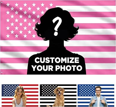 Custom Pink American Flag-Personalized Flags with Picture Logo Text-Customized Funny Tapestry Poster Flag for Room,College Dorm Decor,Outside,Garden,Create Your Own Banner