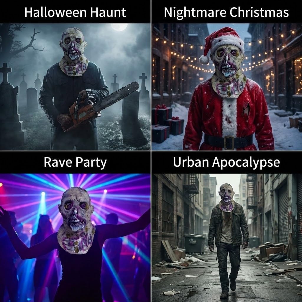 Horror Zombie Mask Walking Dead Seaweed Zombie Full Head Helmet Terror Latex Monster Full Face Masks Halloween Dress up Props