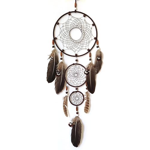 Brown Dream Catchers, Large Dream Catchers for Wall Hanging Native American Dream Catchers for Bedroom Adult Wall Art Ornaments Home Decorations