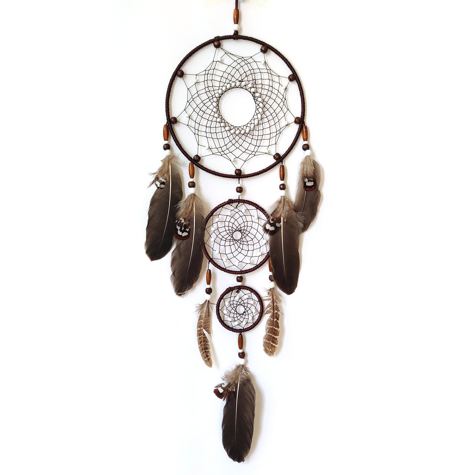 SOYUZU Brown Dream Catcher Large Dream Catchers Wall Decor Handmade Feather Dreamcatcher Wall Hanging Ornament for Bedroom Living Room Home Decor