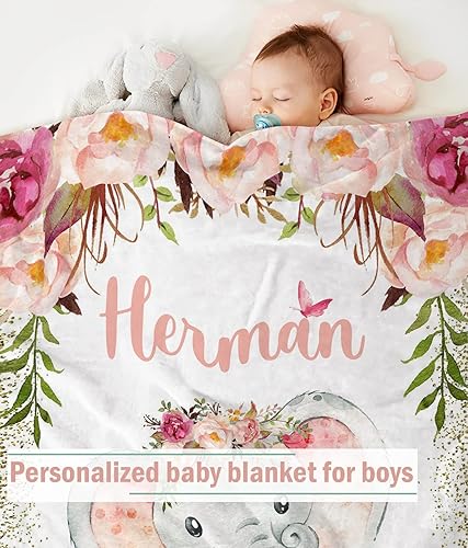 Miniatura 156 de Manta de bebé personalizada para niños, manta de bebé personalizada con nombre súper suave para niños, mantas de elefante personalizadas para bebés