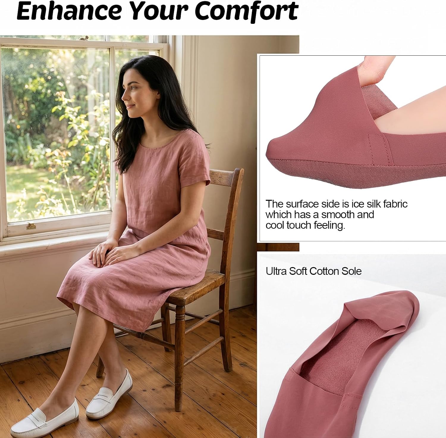 7 Pairs Low Cut No Show Socks Women - Invisible Socks for Women - Thin Silk Liner Sock Womens
