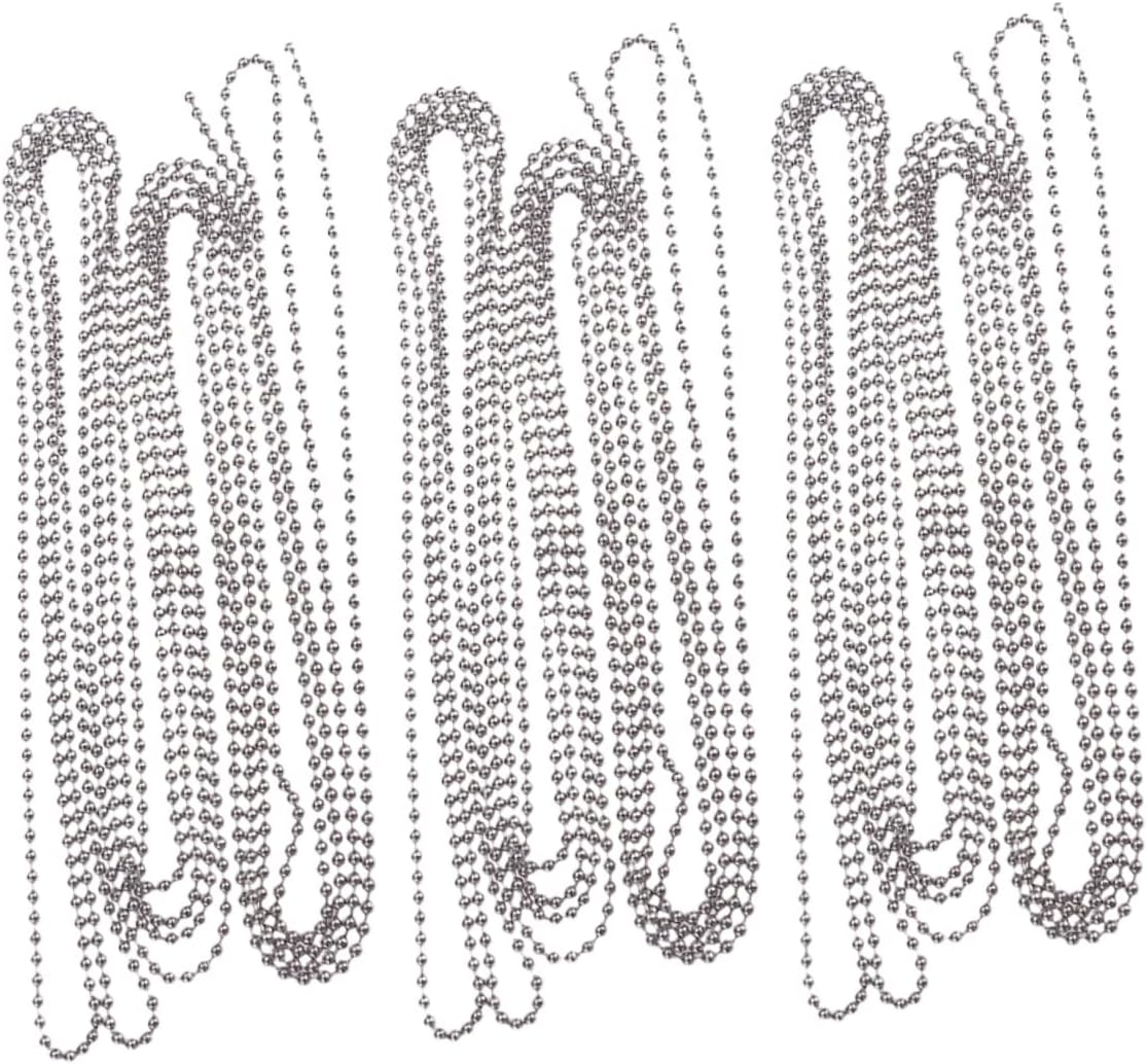 10 Connectors Set 2.4mm Stainless Steel Ball Chain with Beads Length for DIY Keychains Pendants
