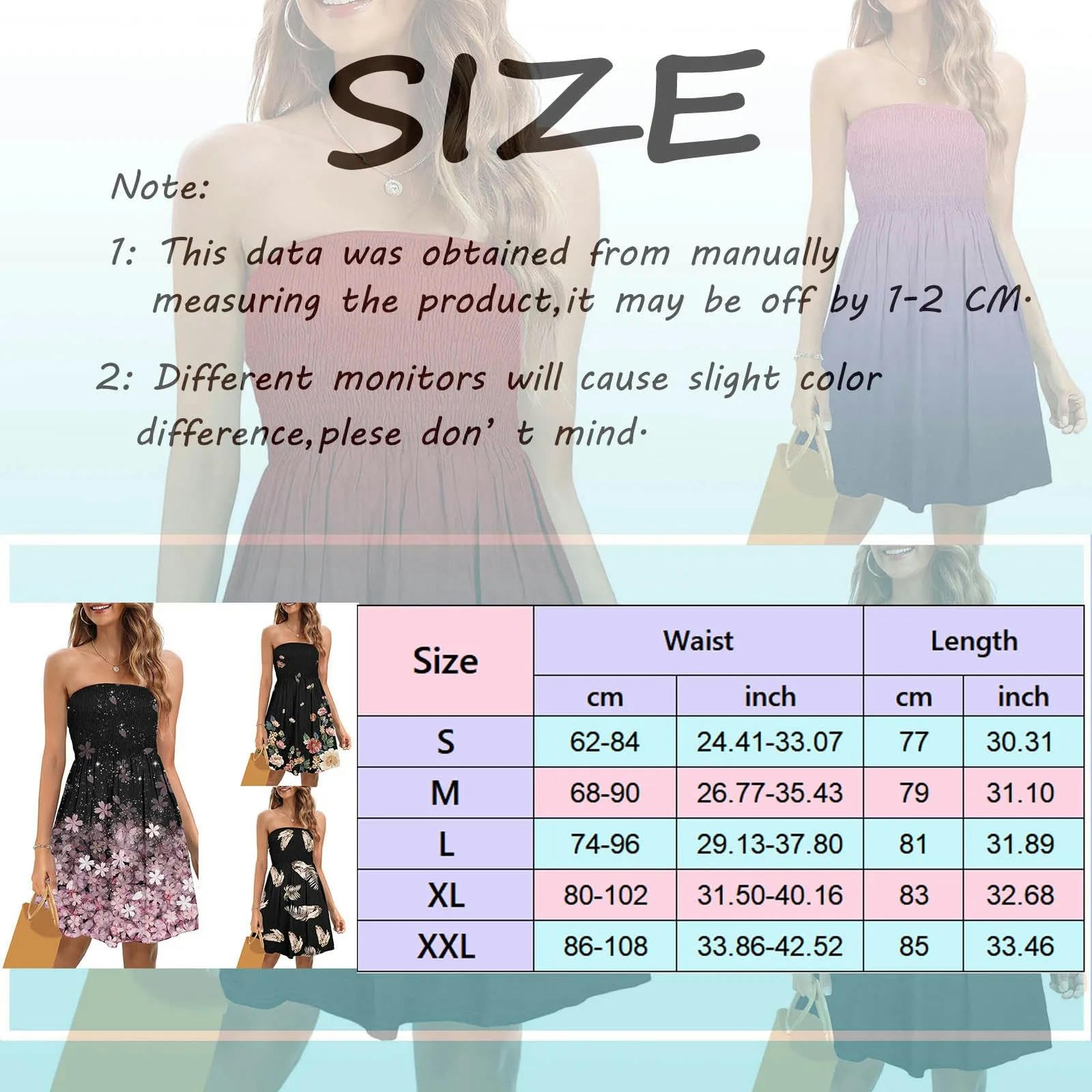 Sukienka damska letnia sukienka bez ramiączek Casual Beach Tube Top Dress Cover Up Bandeau Sundress