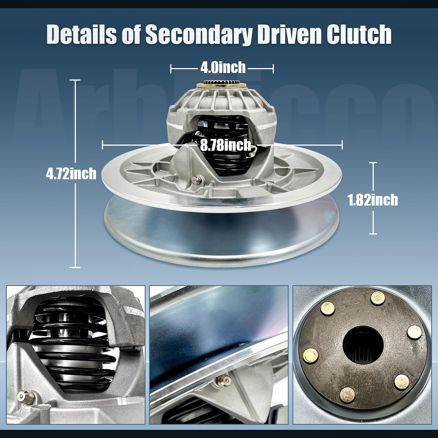 Secondary Driven Clutch W/Belts Compatible with Yamaha Golf Cart G29 YDRA Drive 2007-2016, YTF Adventure Sports drive 2007-2008, Drive2 DR2A CAM 2017-up, JW8-G6202-26-00 JW8-G6202-22-00