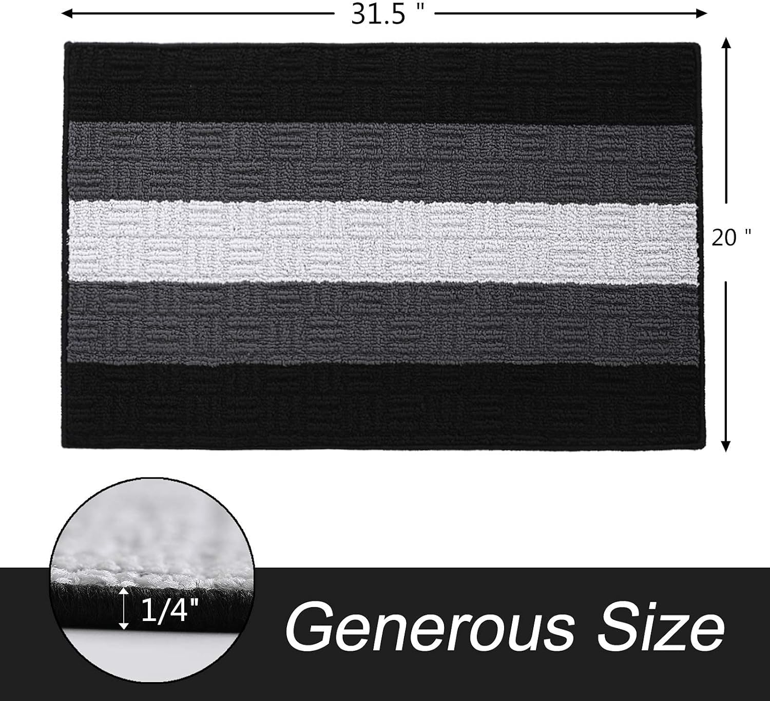 MUBIN Indoor Doormat, 20" x 32" Front Door Floor Mat, Outdoor Rug Non-Slip Welcome Mats Machine Washable Absorb Resist Dirt Rug Carpet for Inside Floor Door Mat, Entryway, Patio, High Traffic Areas