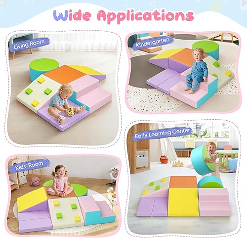 Miniatura 153 de Lischwert Bloques de escalada de espuma, juguetes de escalada suaves para niños pequeños, juego de espuma de 9 piezas para gatear y escalar con Verde