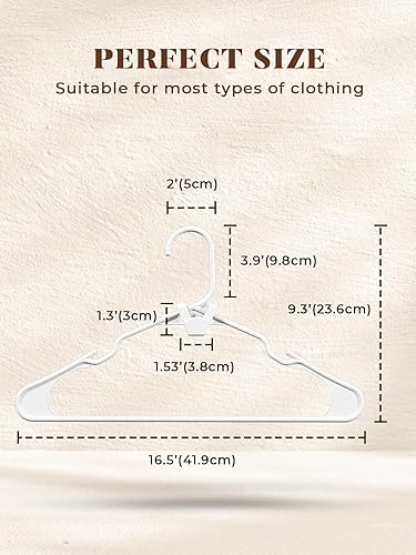 Miniatura 7 de HOUSE DAY Paquete de 50 perchas de plástico blanco con 20 ganchos de conector, organizadores de armario delgados de alta calidad que ahorran