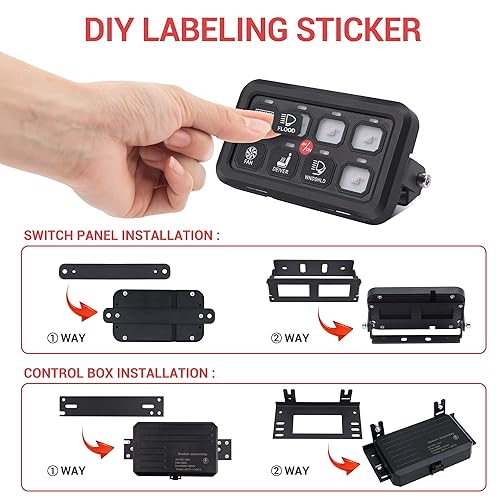 Miniatura 4 de Panel de interruptor de 8 bandas, caja de panel de control táctil LED azul, caja de interruptor táctil para automóvil, interruptor momentáneo