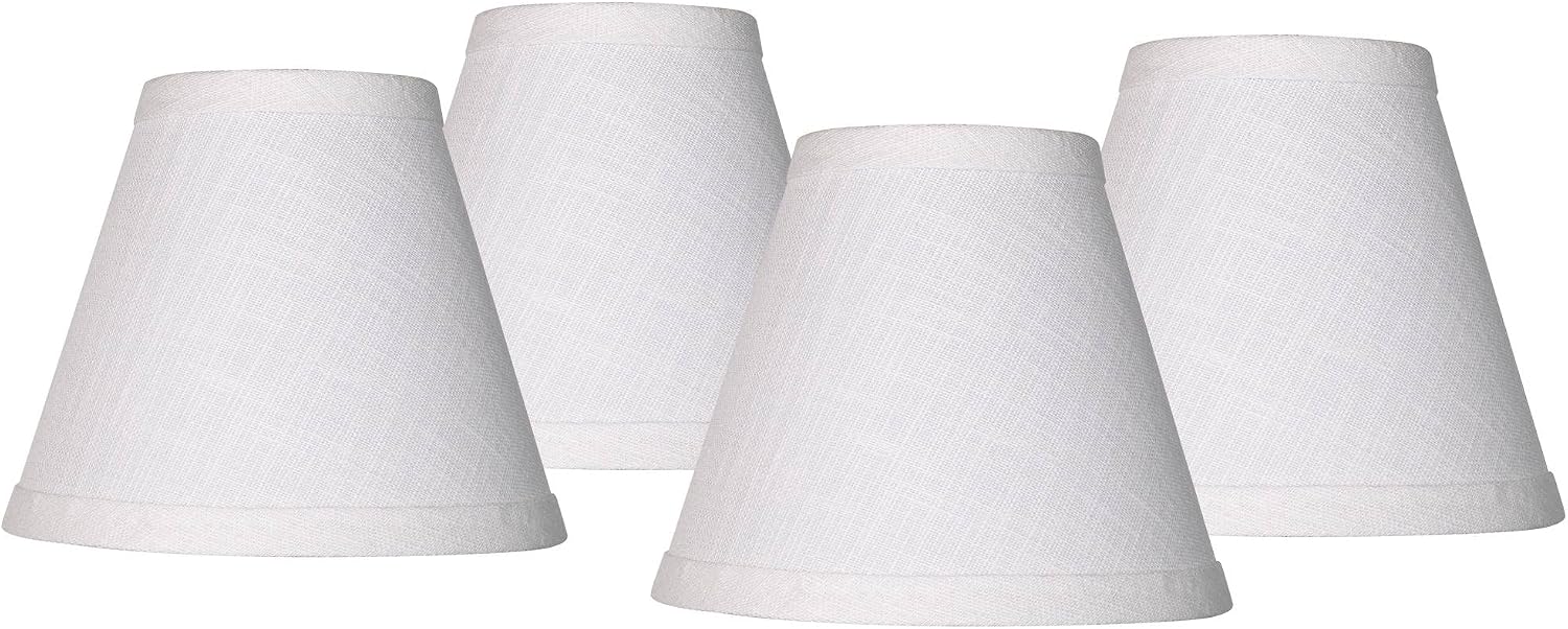 Set of 4 Hardback Empire Lamp Shade (Pre-Assembled) s White Linen Small 3" Top x 6" Bottom x 5" High Candelabra Clip-On Fitting - Springcrest