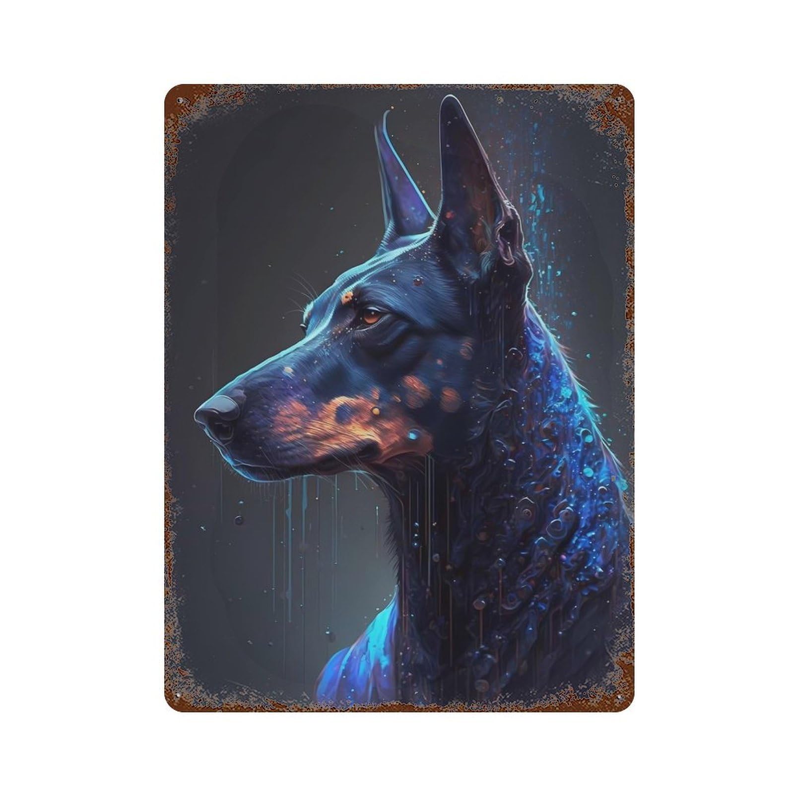 Retro Metal Sign with Doberman Pinscher Dog Design 15.7"x11.8", for Office, Studio And Wall Decor, Retro Wall Decor