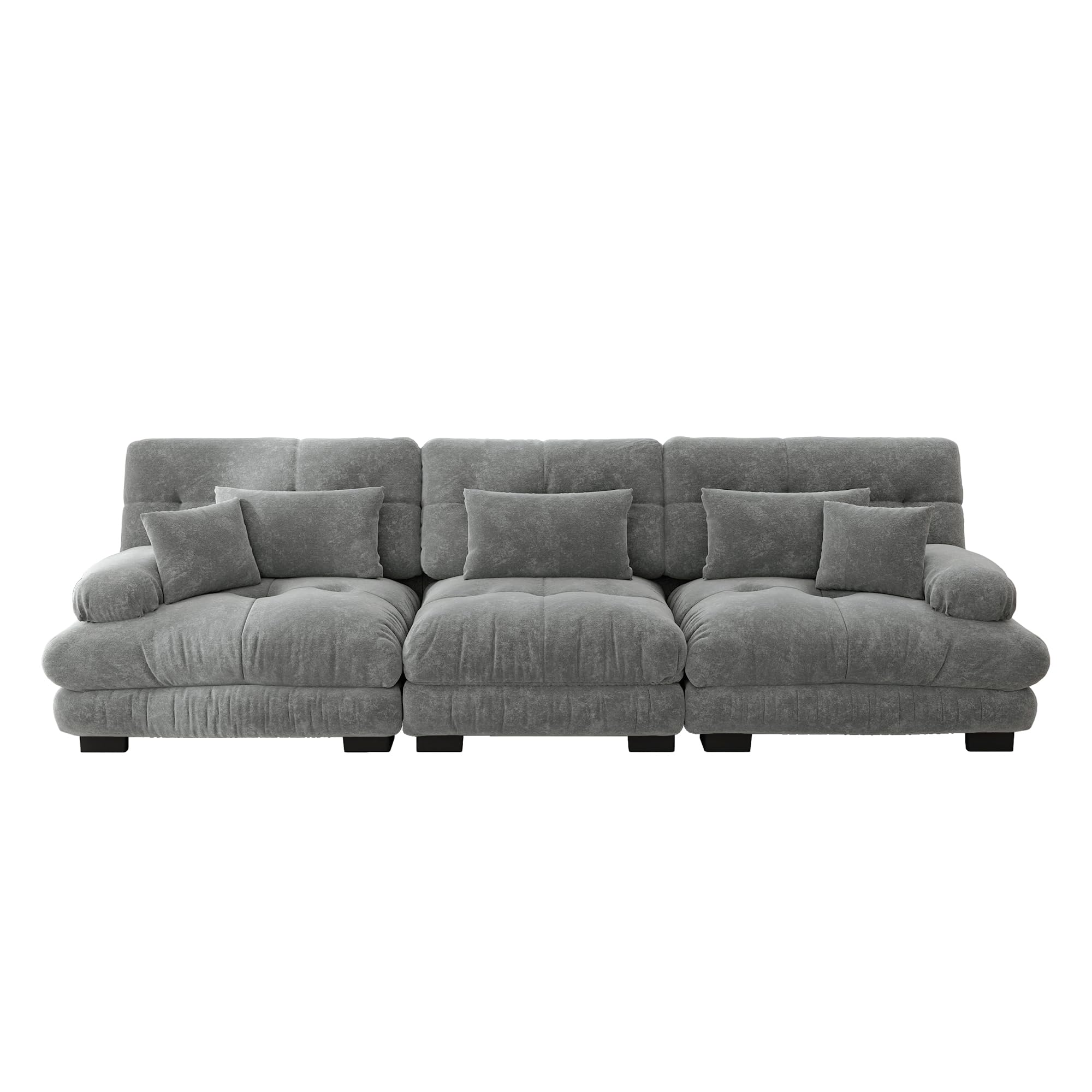 Divano angolare modulare in ciniglia a 3 posti con sedile profondo, comodo divano letto imbottito per soggiorno, appartamento, studio, ufficio, ciniglia grigio