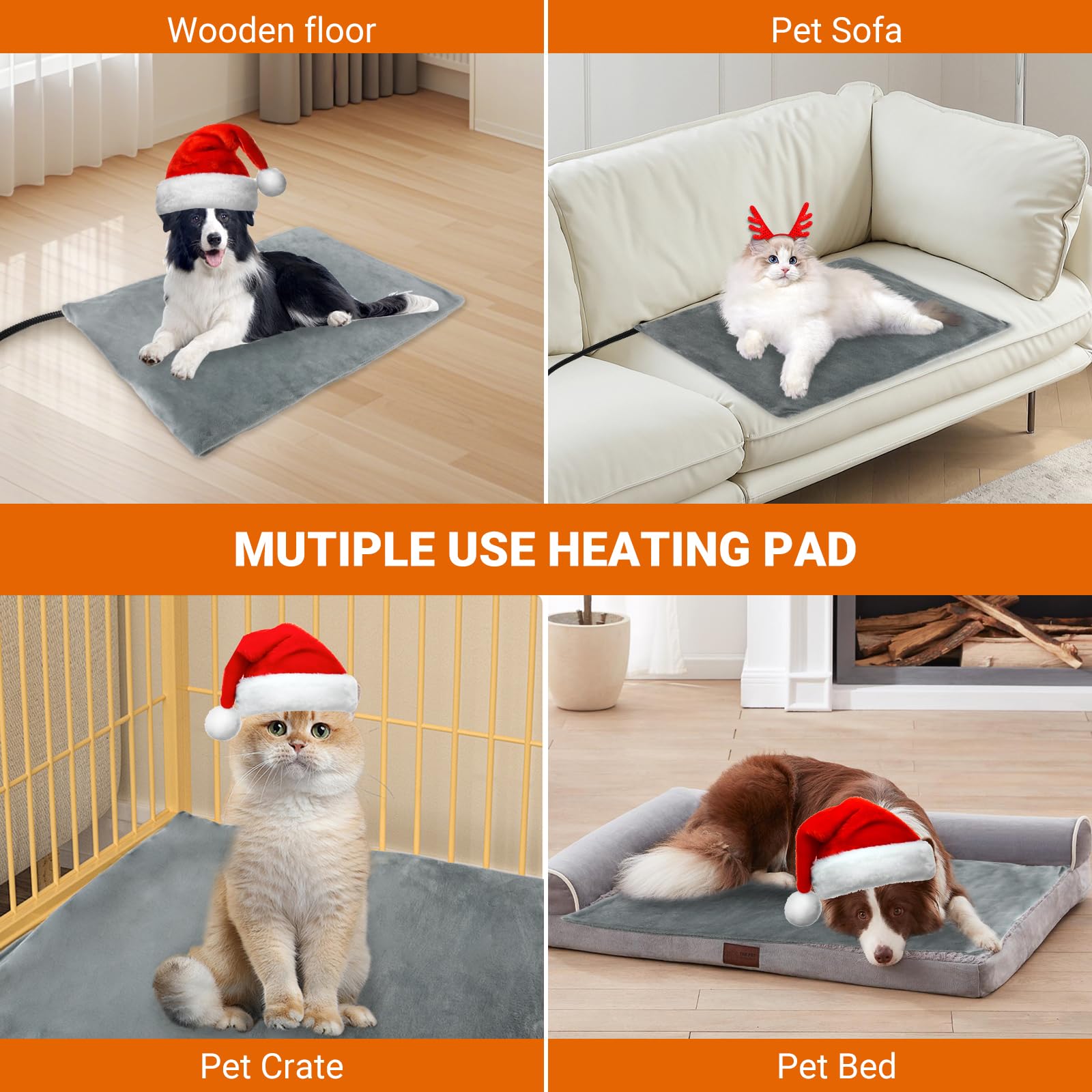 Manta Electrica Mascotas para Gatos y Perros, Anti-mordedura Manta Impermeable Termica Perros Medianos con Termostato y Temporizador, Almohadilla Eléctrica para Mascotas (L（40 * 70cm）)