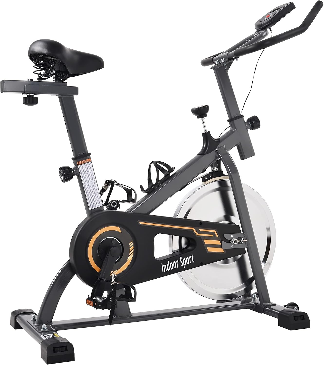 Exercise Bike Home Fitness Equipment Indoor Cycling Spin Bikes Fitness Cardio Workout Machine Weight Loss Resistance Flywheel Bicycle with LCD Monitor and Bottle Holder Yellow